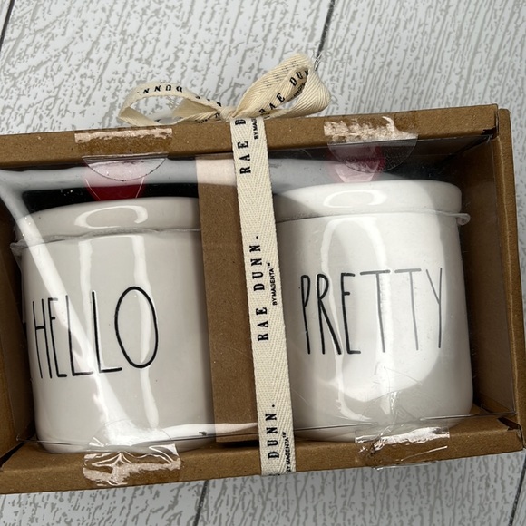 Rae Dunn HELLO PRETTY Set of 2 X-Small Heart Knob Canisters Artisan Collection - Picture 9 of 9